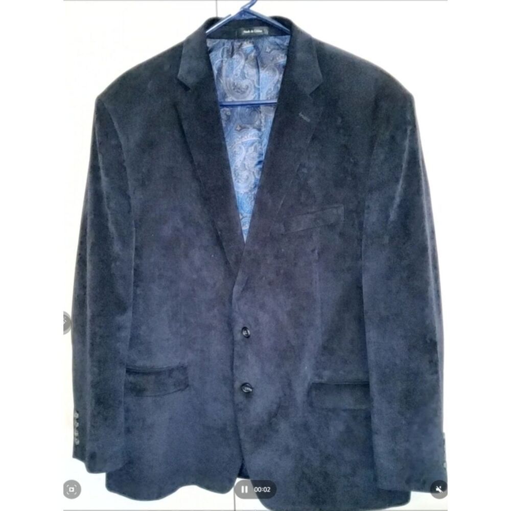 Chaps Men's navy blue corduroy Blazer in with deep blue paisley lining - Picture 1 of 11